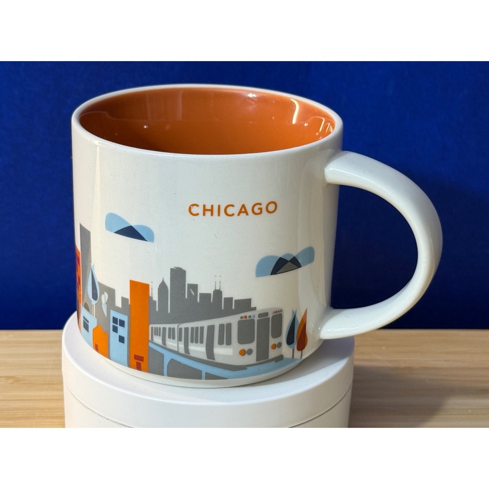 Starbucks You Are Here Collection Chicago Coffee Mug 14oz Skyline 2016 Orange